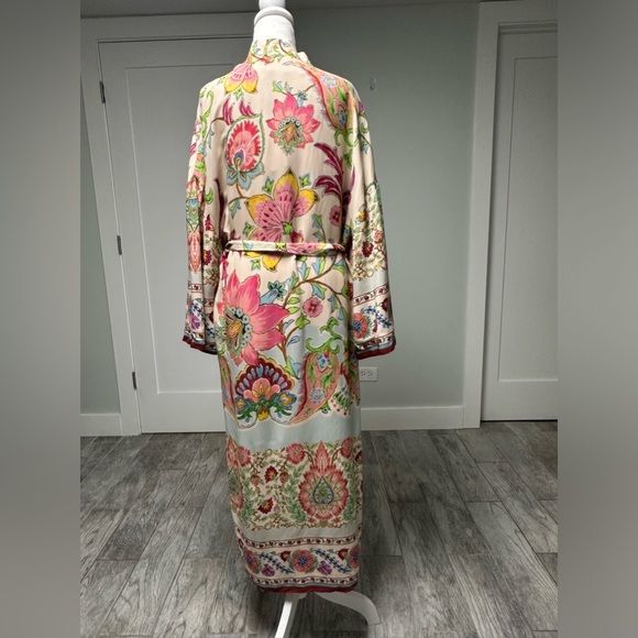 NWT ZARA Floral Printed Long Kimono Belted Beach Boho Style Pink Size XS - Picture 15 of 16
